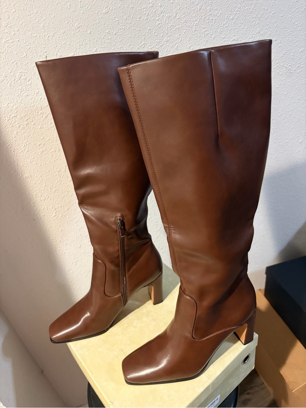 Women's Tall Brown Leather Knee-High Boots